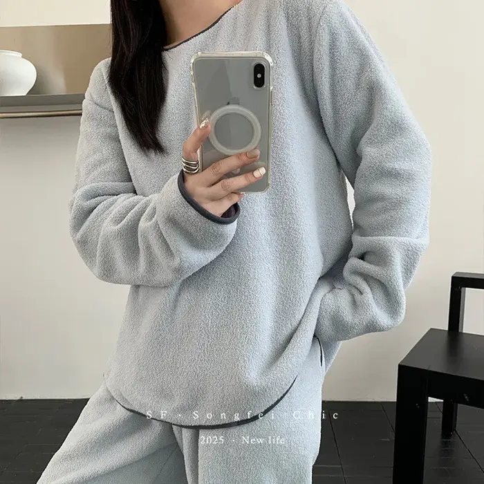 Pijama Feminino nouveau épaissir chaud femmes pyjama ensemble automne hiver femmes maison vêtements salon vêtements de nuit flanelle tenue de nuit femme