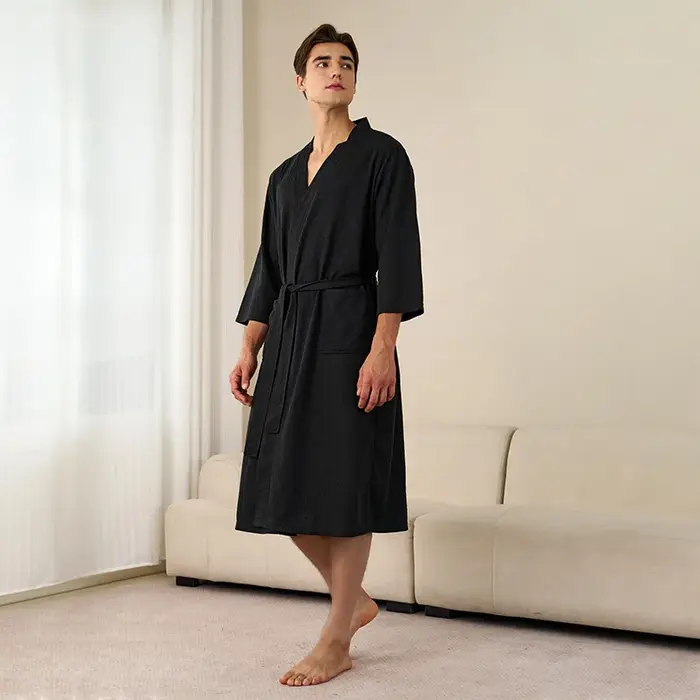 Peignoir tissé gaufré, Style nordique minimaliste