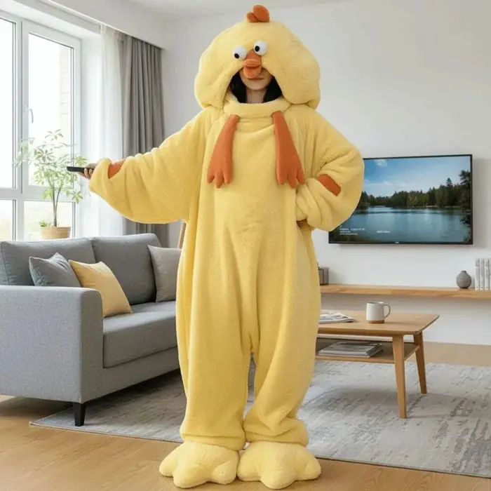 Combinaisons pyjama de poulet de dessin animé