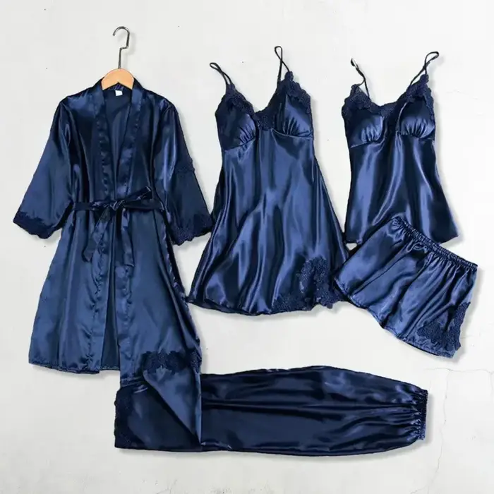 Ensemble de pyjamas de nuit en satin pour femmes
