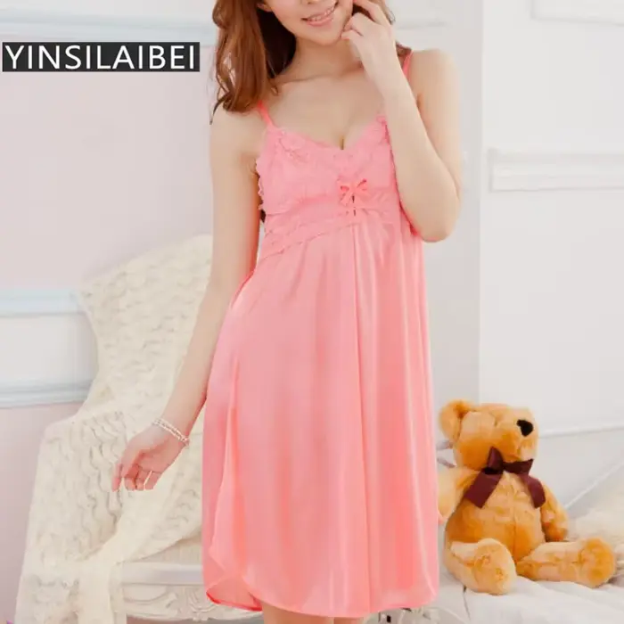 Robe de nuit transparente à col en V pour femmes