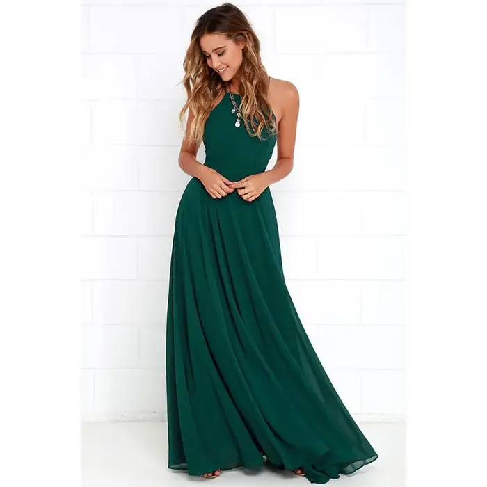 Robe longue à bretelles en fibre