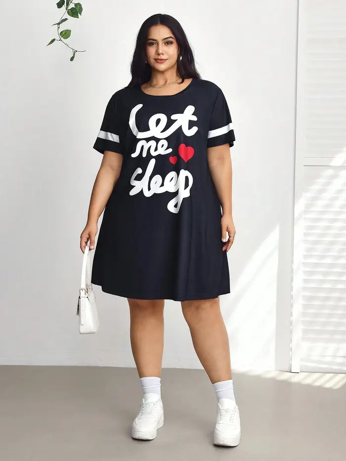 Robe T-shirt imprimée à motif cœur pour femmes grandes tailles, pour la Saint-Valentin, robe d'été m