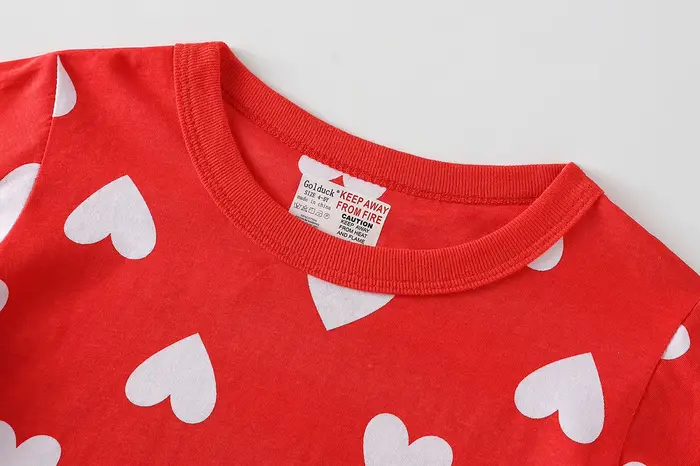 Ensemble pyjama rouge à manches longues et pantalon long en forme de cœur pour filles de 1 à 8 ans