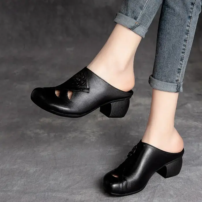 FHC – pantoufles de Style rétro faites à la main pour femmes, diapositives souples, chaussures d'été