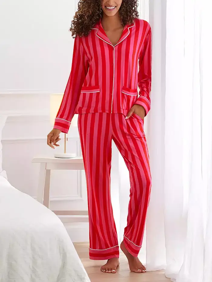 Ensemble de pyjama de Noël rayé pour femme