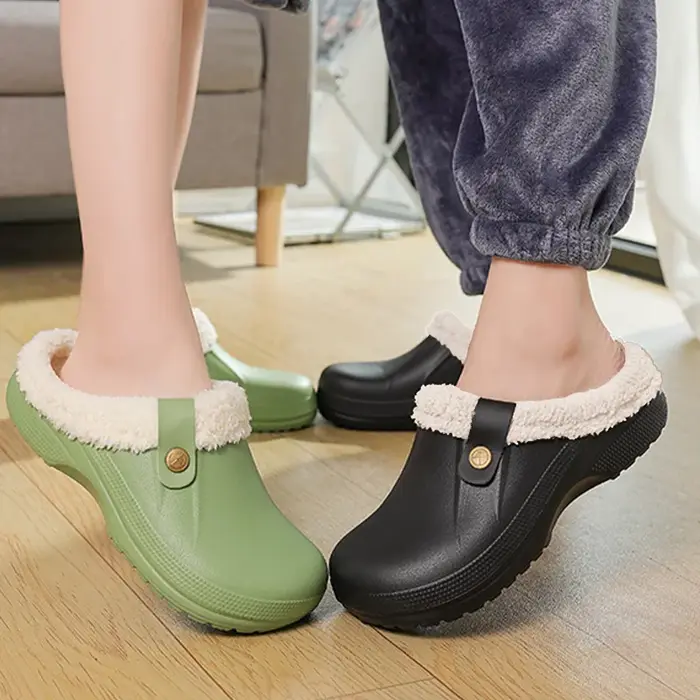 Pantoufles en fourrure en peluche imperméables pour hommes et femmes