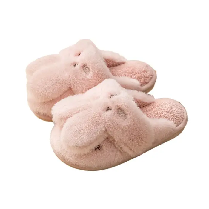 Mode maison porter lapin pantoufles dessin animé épaissir hiver chaud pantoufles anti-dérapant migno