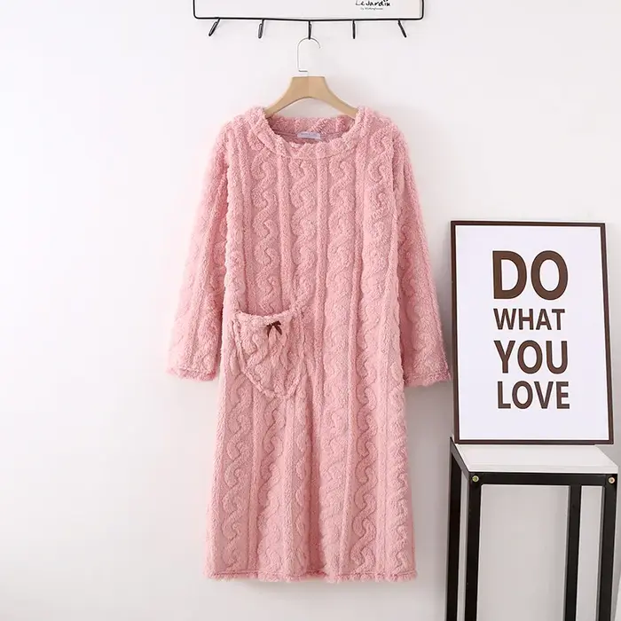 Automne hiver lâche corail polaire chemises de nuit femme robes de chambre épaisse flanelle femmes l