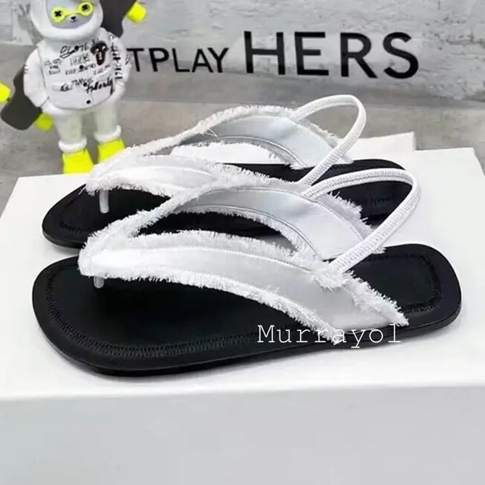 Nouveau Satin tongs pantoufles femmes mode polyvalent talons plats sandales été en plein air vacances plage chaussures diapositives gladiateur