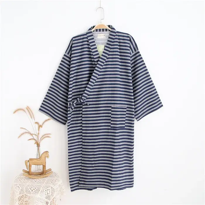 Peignoir de Couple en gaze de coton pur, chemise de nuit, Kimono Yukata, pyjama pour femmes et homme