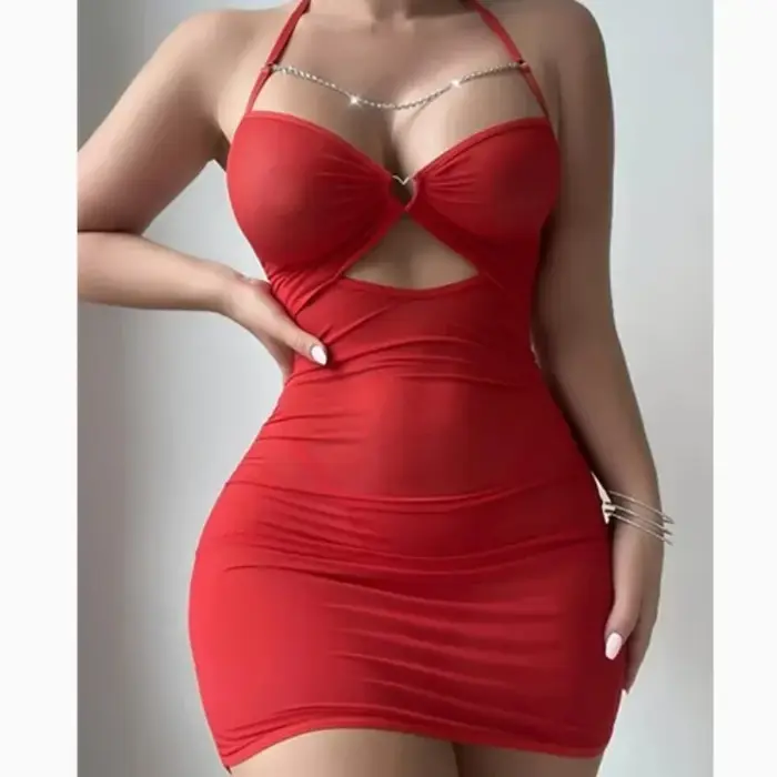 Épaules dénudées Ultra courtes Sexy soutiens-gorge pyjamas maison fronde robes chemises de nuit Sexi femmes chemise