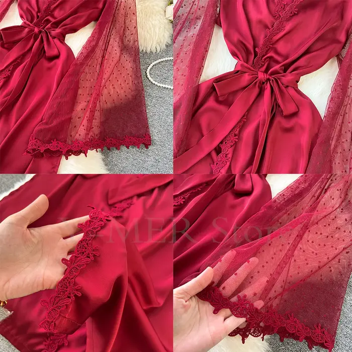 Peignoir Kimono Sexy en Satin pour Femme