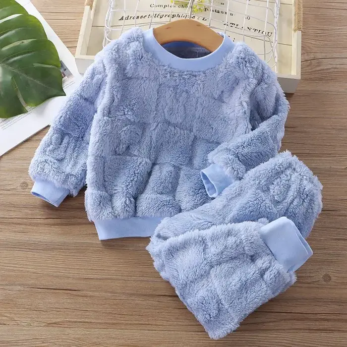 Automne hiver vêtements de nuit flanelle pyjamas pour filles garçons à manches longues hauts + pantalons costumes mode