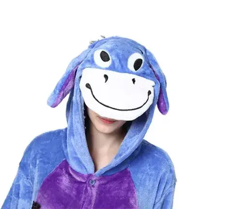 Bourriquet Onesies Kigurumi Cosplay Costume Animal bleu âne pyjamas adultes combinaisons Homewear Halloween tenues fermeture éclair