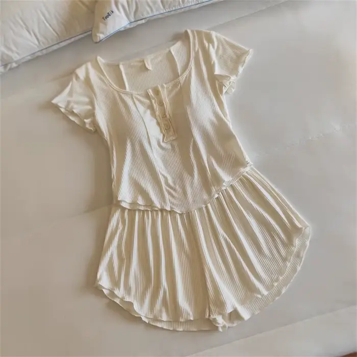 Ensemble pyjama Femme Modal manches courtes Short costume vêtements de maison