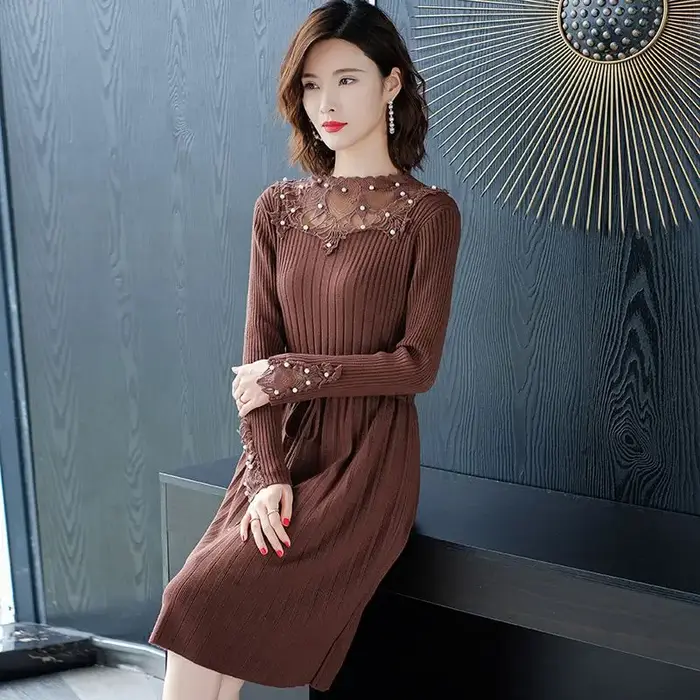 Robe longue en tricot de haute qualité pour femme