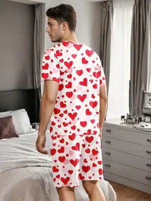 Ensemble de pyjama pour homme avec imprimés en forme de cœur