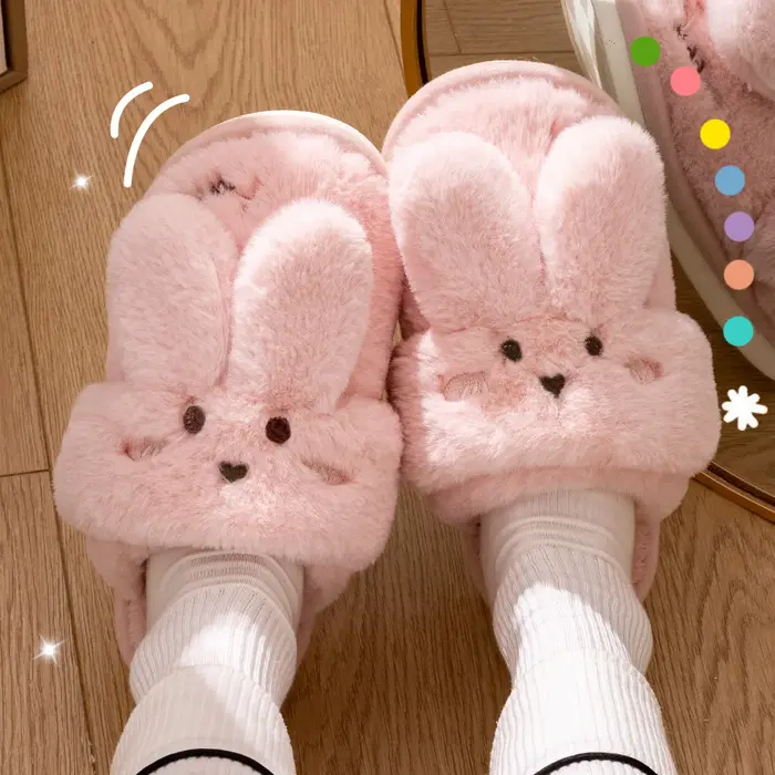 Chaussons d'hiver chauffants pour femmes et hommes - Bottines en fourrure épaisse avec semelle antid