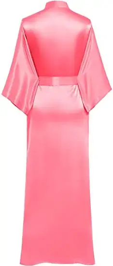 Peignoir Sexy en Satin Soyeux Extra Long pour Femme