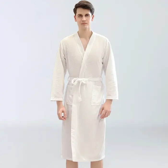 Peignoirs en Waffle pour Hommes Vêtements de Sauna Vêtements de Transpiration Fins Robes de Chambre Peignoirs Absorbants à Séchage Rapide Yukata Pyjamas Pjs pour Hommes