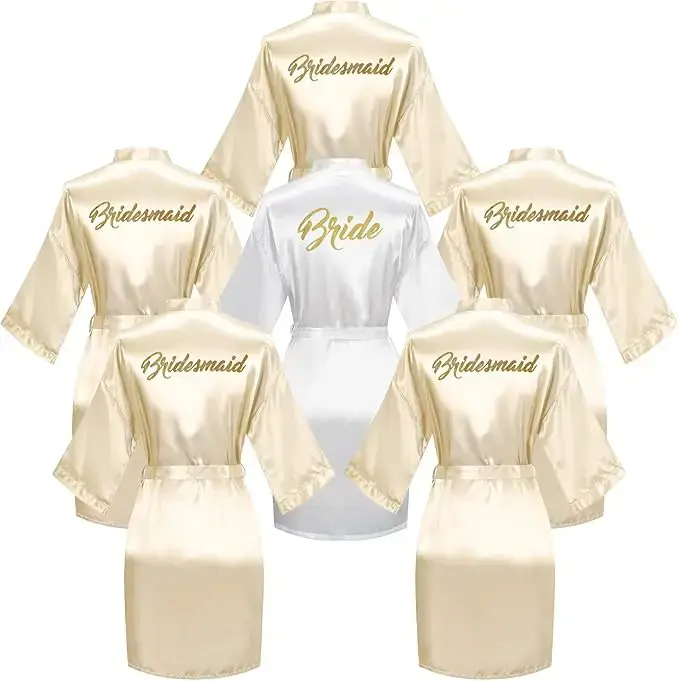 Ensemble de peignoir de douche nuptiale 6 pièces pour mariée et demoiselle d'honneur, ensemble de Ro