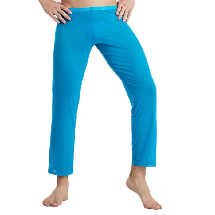 Homme bas de sommeil pantalons longs vêtements de nuit Sexy maille respirant Slip hommes