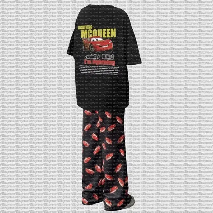 Ensemble pyjama Cars Lightning McQueen & Sally, t-shirt et pantalon, collection de costumes pour adu