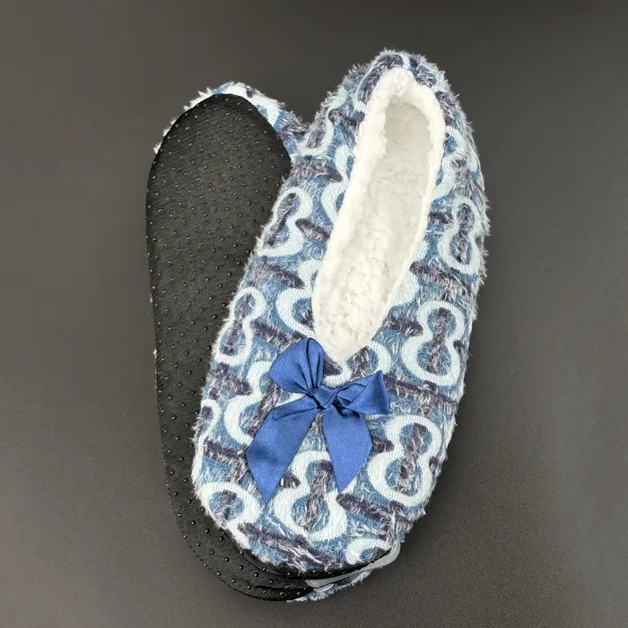 Chaussons d'intérieur moelleux pour femme avec nœud, fourrure épaisse et antidérapants, pour l'hiver