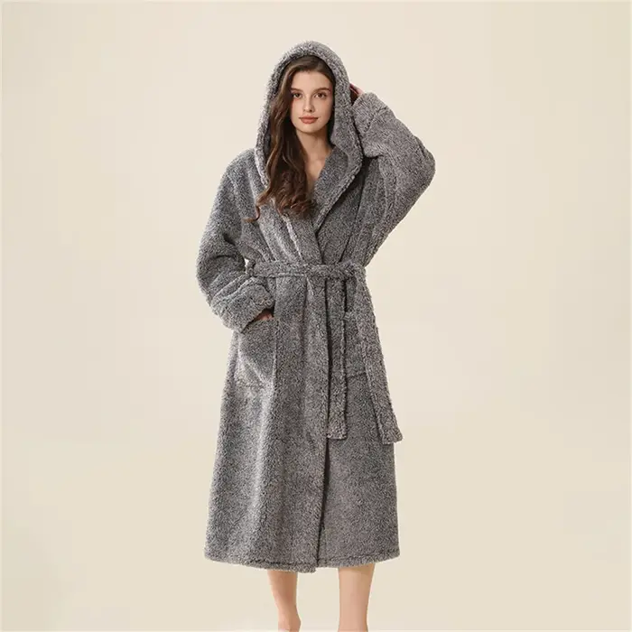 Couple peignoir à capuche vêtements chemise de nuit vêtements de nuit décontracté à manches longues 