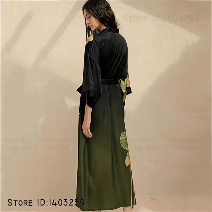 Grande taille femmes longue Robe chemise de nuit imprimé fleuri Kimono peignoir