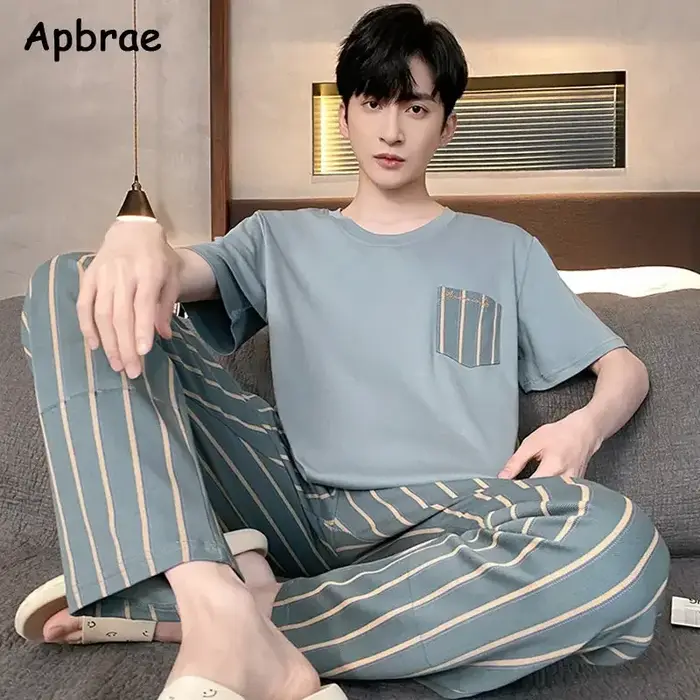 Pyjama d'été en coton doux pour homme