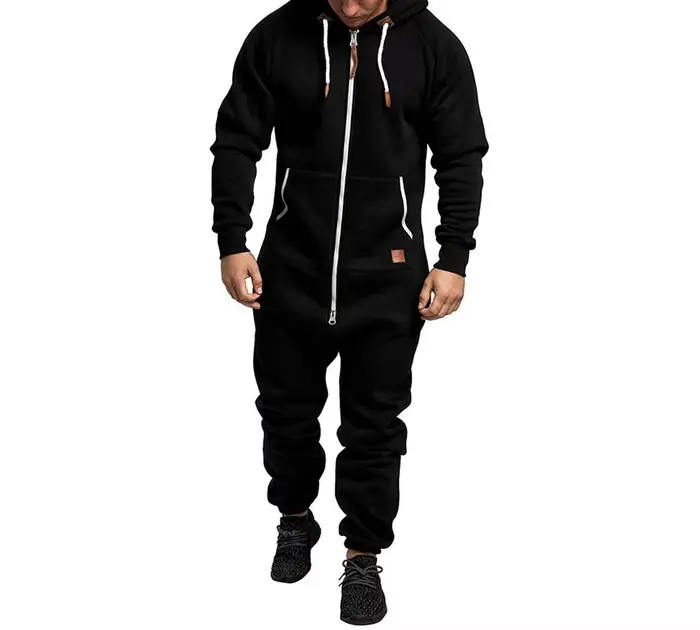 Combinaison en polaire pour hommes, pyjama à manches longues, pantalon de survêtement, épissure de c