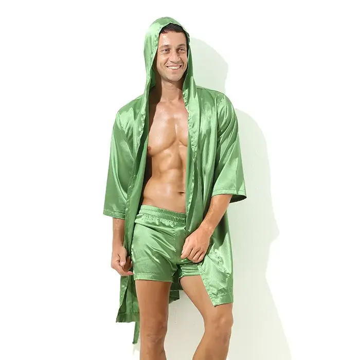 Peignoir à Capuche en Satin pour Homme