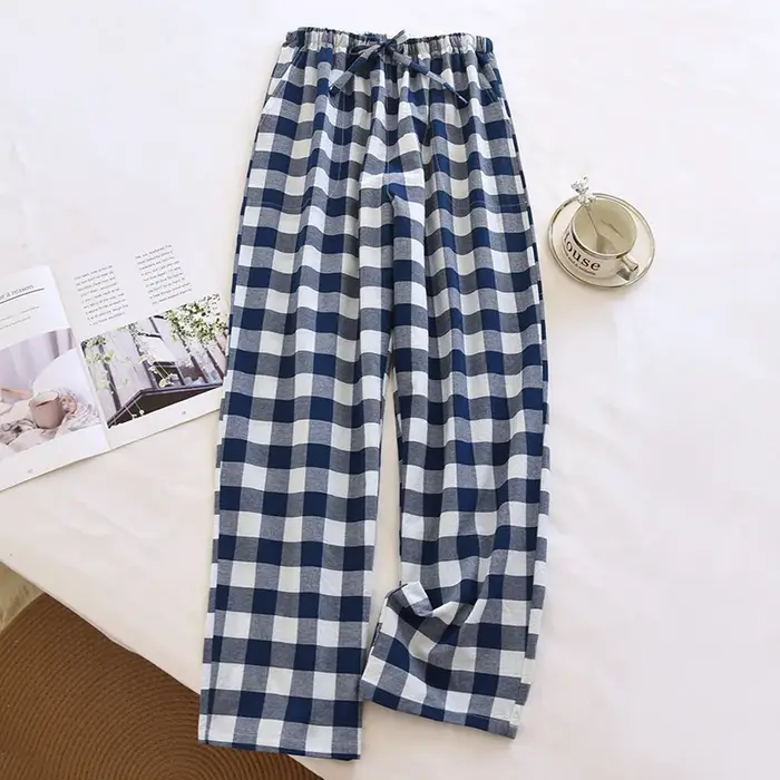 Pantalon de pyjama en coton à carreaux pour hommes, long surintendant ser pour le printemps et l'été