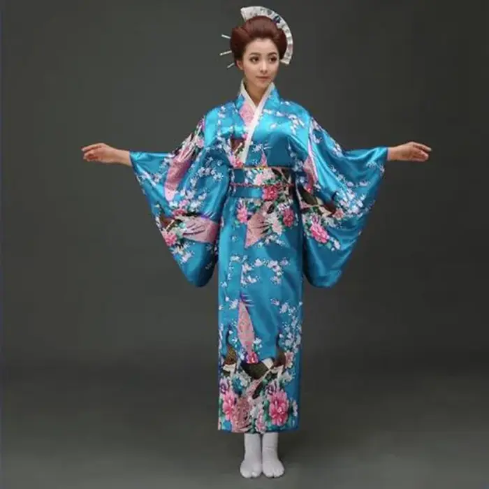 Kimono Sexy Tendance Nationale Bleu Lac pour Femme