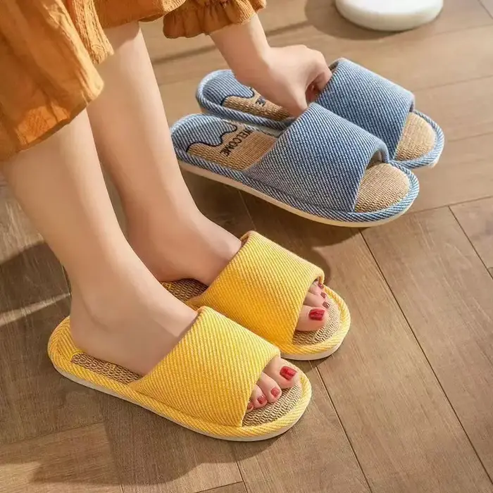 Pantoufles en lin quatre saisons pour femmes