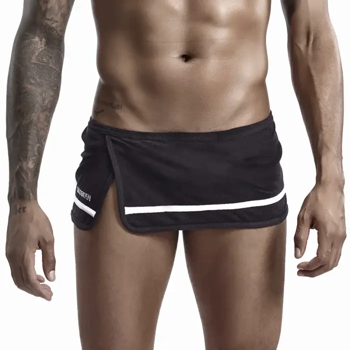 Pyjama Sexy pour hommes, sous-vêtements, Shorts, fente latérale, vêtements de nuit
