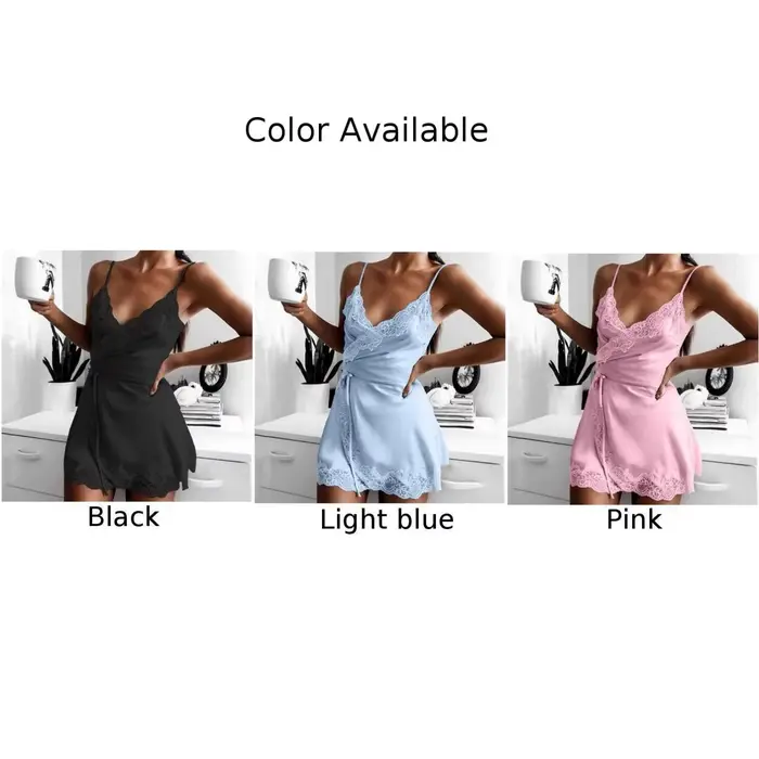 Chemise de nuit sexy en satin pour femmes