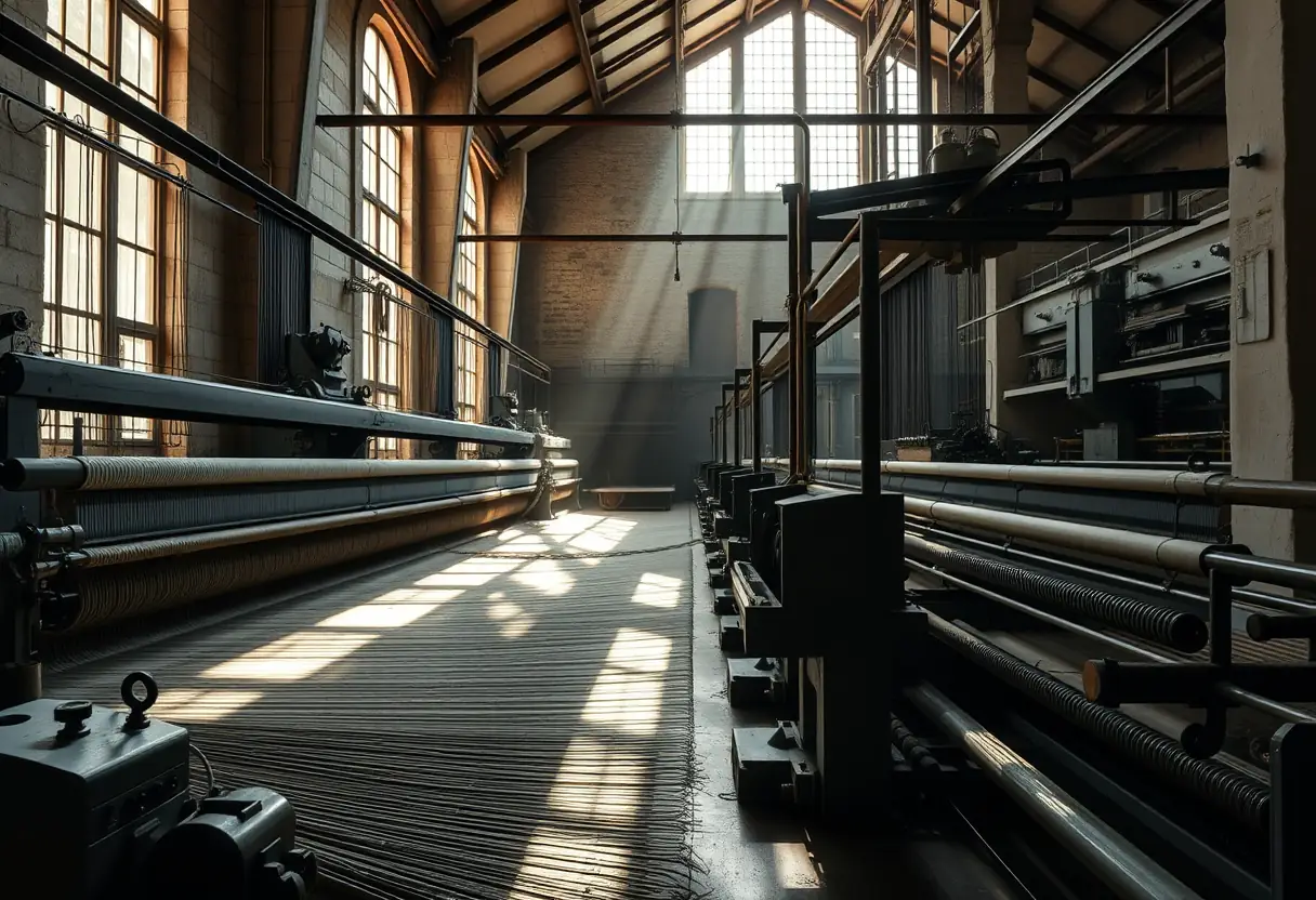 Usine ancienne française où l'on fabrique du tissu satin